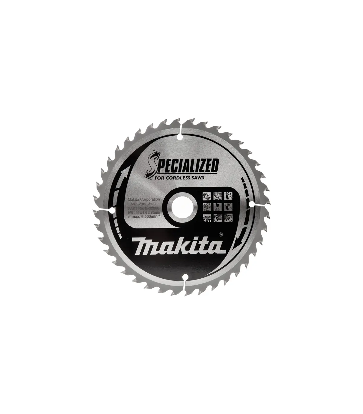 makita-b-32960 Makita - TCT Specialized oštrica pile za kružnu pilu za drvo 165x20mm ZB 40 B-32960 - Slika 1