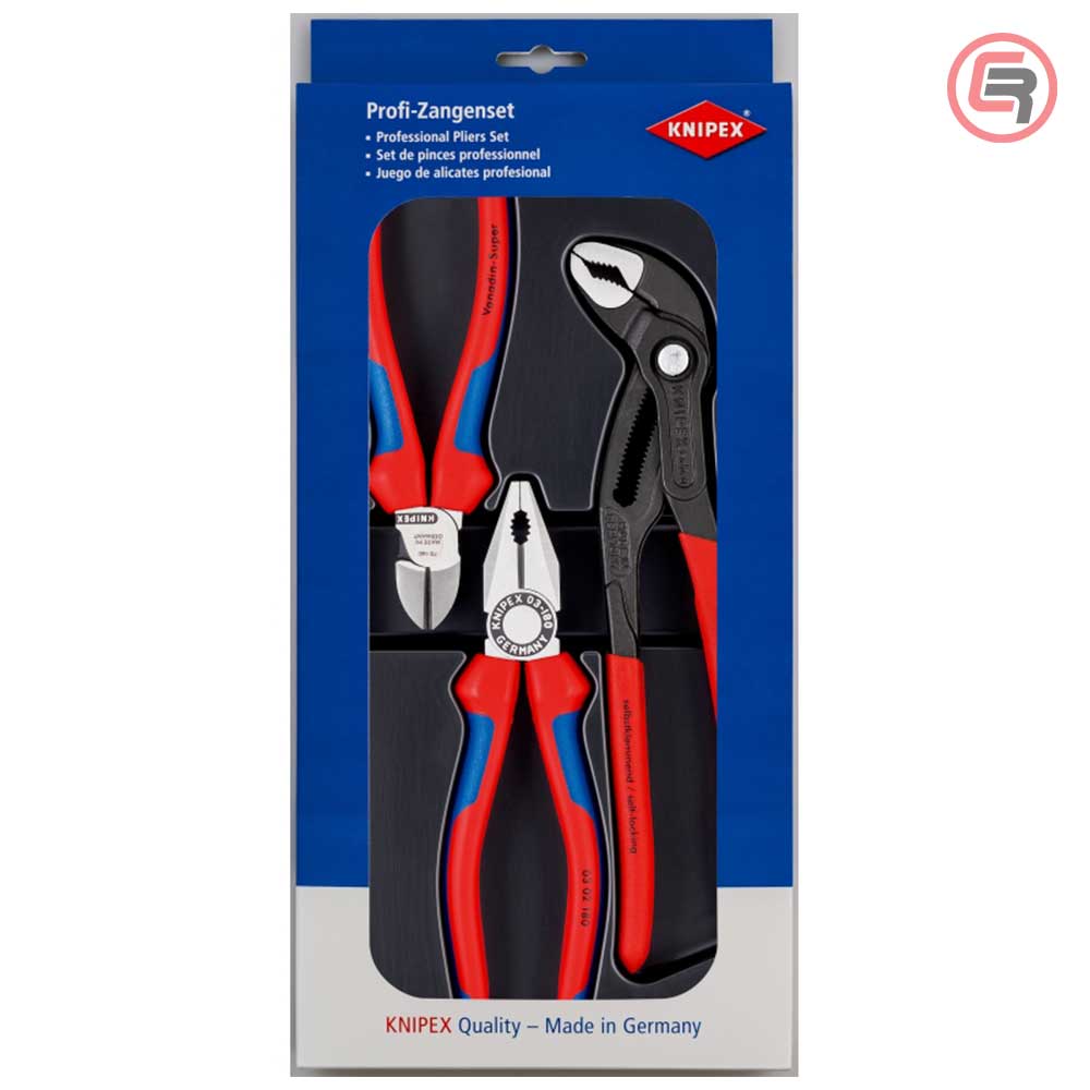 002009V01 Knipex Set Kliješta Kombinovana + Sječice + Papagajke Cobra / 3 dijelni - 00 20 09 V01 - Slika 1