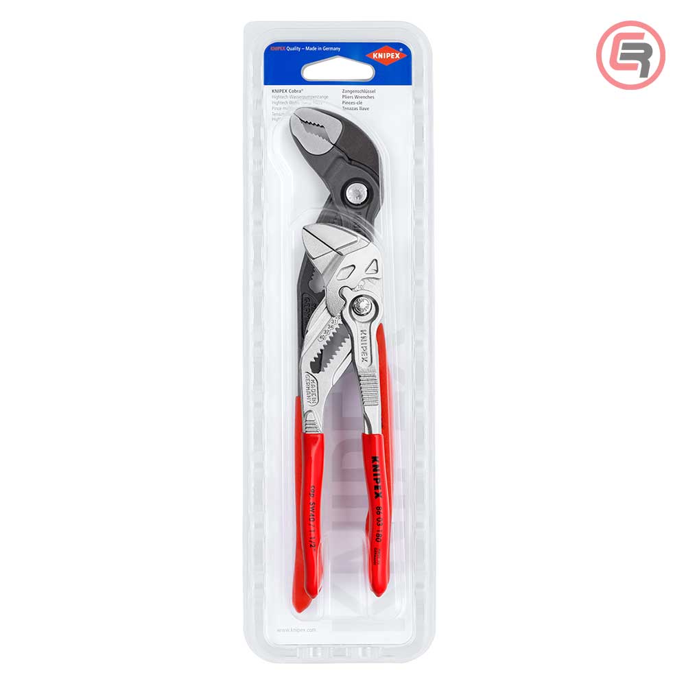 003120V03-03-3 Knipex Set Kliješta Ključ 180 mm + Papige / Papagajke Cobra 250 mm / 2 dijelni – 00 31 20 V03 - Slika 1
