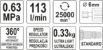 BRUSILICA ZRAČNA RAVNA 6 MM ULTRA LIGHT YATO - Slika 2