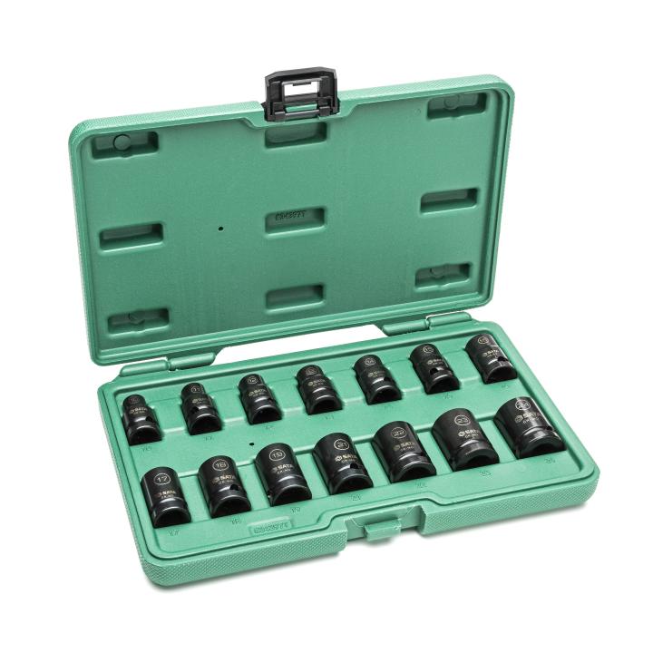 SAT_ST34397T_FRNT_MAIN SET NAS.KLJUČEVA IMPACT 1/2" 10-24 MM 14 KOMADA THIN SATA ST34397T - Slika 1