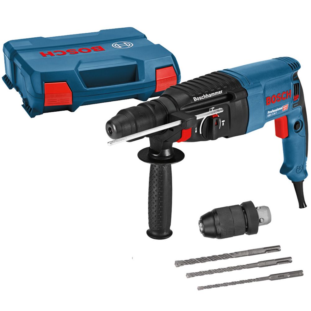 elektro-pneumatski-cekic-bosch-gbh-2-26-f-3-delni-set-sds-plus-burgija-u-koferu-06112a4003-1 SET BUŠILICA GBH 2-26F +3x SVRDLO SDS-PLUS 6/8/10mm U KOFERU BOSCH - Slika 1