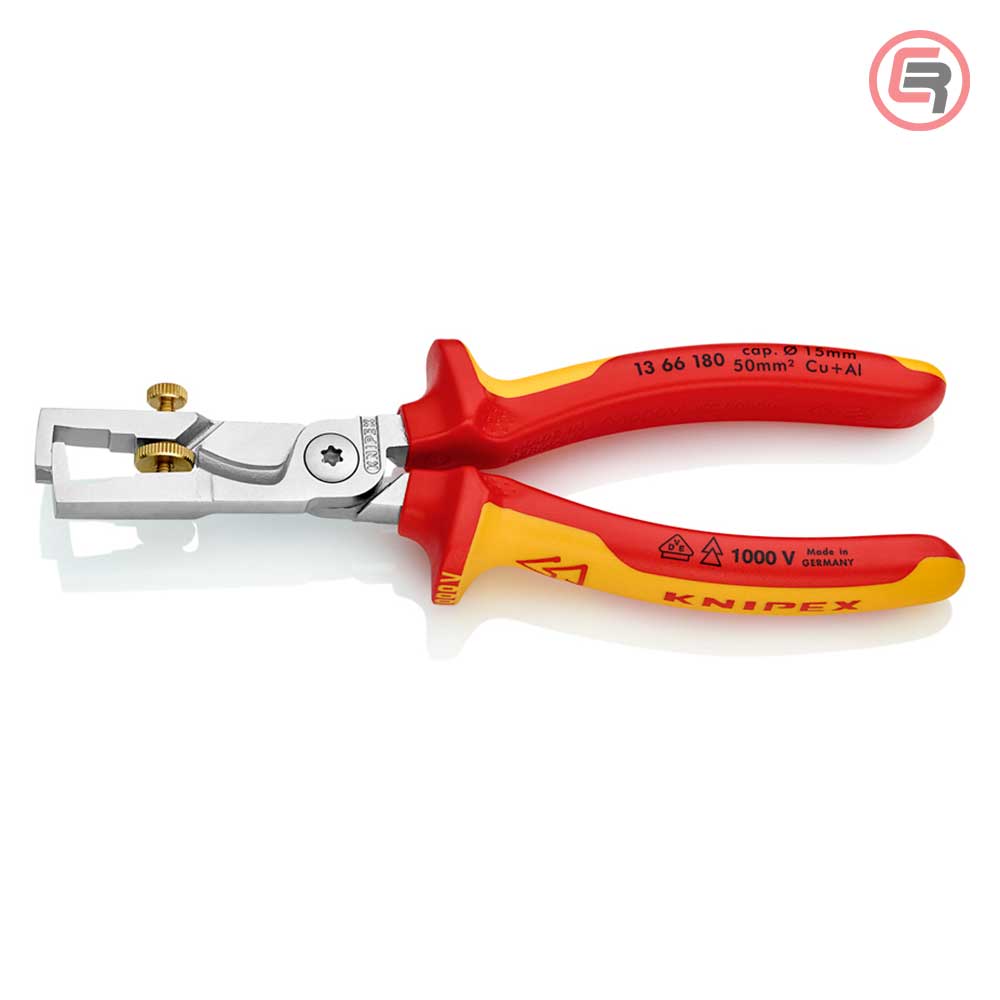 knipex-klijesta-strix-1000V-1366180-00-1-crom Knipex Kliješta Za Skidanje Izolacije StriX 180mm Sa Makazama Za Kablove 1000V - 13 66 180 - Slika 1