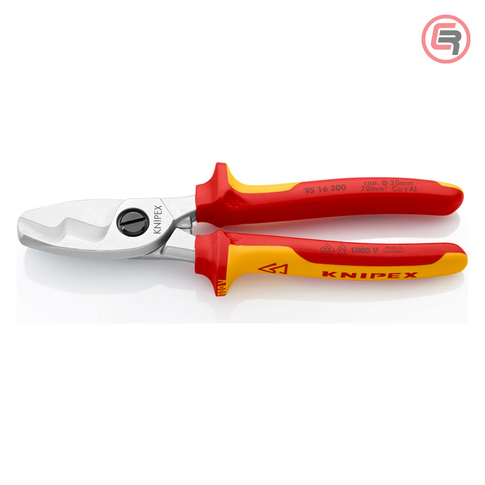 knipex-skare-9516200-01-1-crom Knipex Škare Makaze Sa Dvostrukom Reznom Ivicom 200mm Za Kablove 70mm2 1000V – 95 16 200 - Slika 1