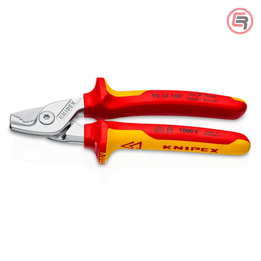 knipex-skare-makaze-stepcut-1000v-9516160-00-1-crom Knipex Škare Makaze 160mm Za Kablove StepCut fi 15mm / 50mm2 1000V – 95 16 160 - Slika 1