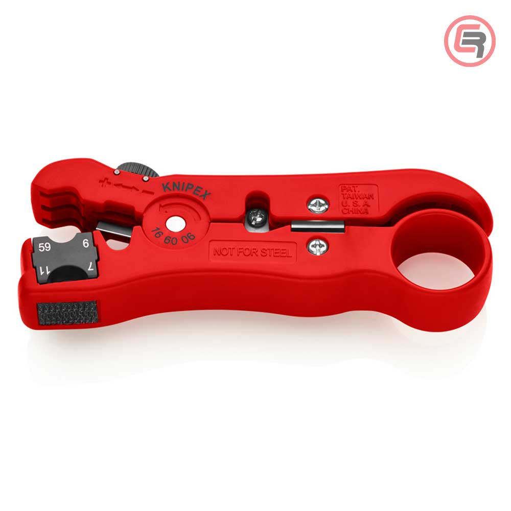knipex-skidac-izolacije-166006SB-00-1-crom Knipex Skidač Izolacije Sa Koaksijalnog i Data Kabla RG59, RG6, RG7, RG11 - 16 60 06 SB - Slika 1