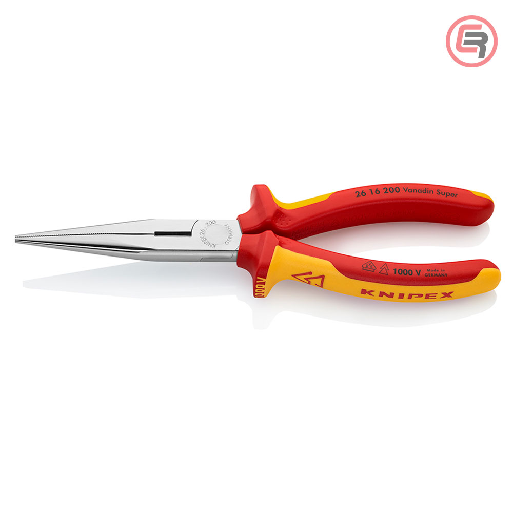 knipex_klijesta_2616200-00-1_crom Knipex Kliješta Poluokrugla Špicasta Ravna 200mm 1000V – 26 16 200 - Slika 1