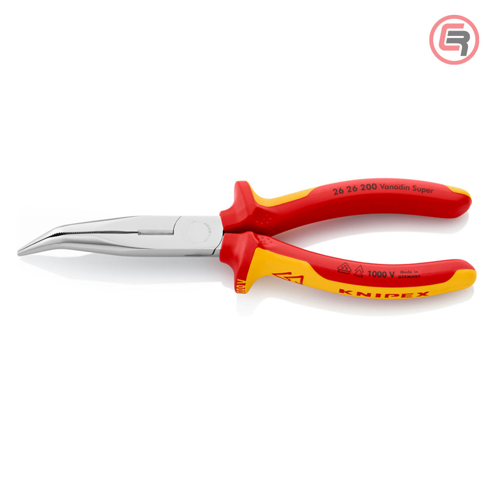 knipex_klijesta_2626200-01-1_crom Knipex Kliješta Poluokrugla Špicasta Kriva 200mm 1000V – 26 26 200 - Slika 1