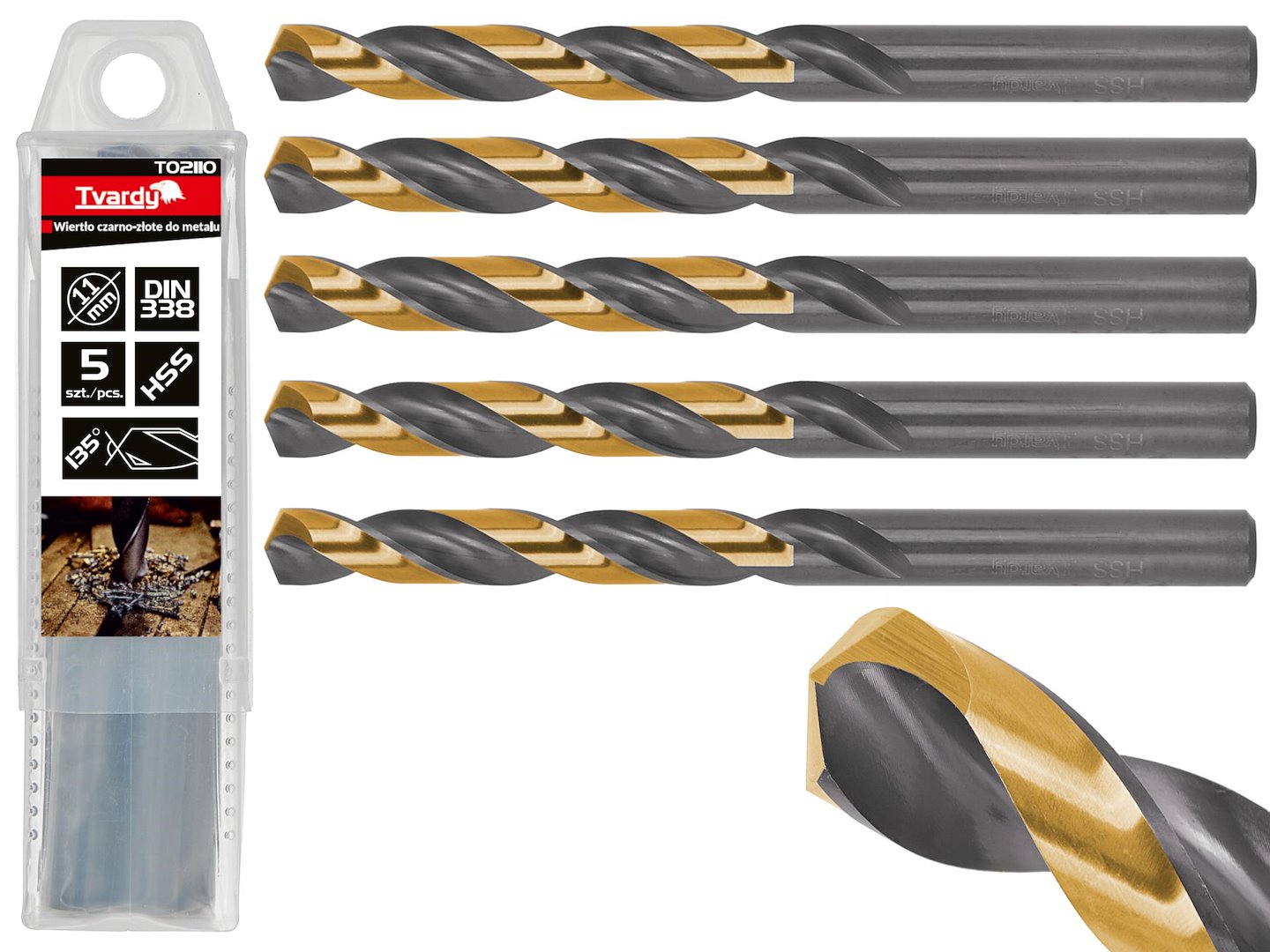 9674_0_18507682 HSS SPIRALNO SVRDLO ZA METAL CRNO-ZLATNE BOJE 11,00 MM - Slika 1