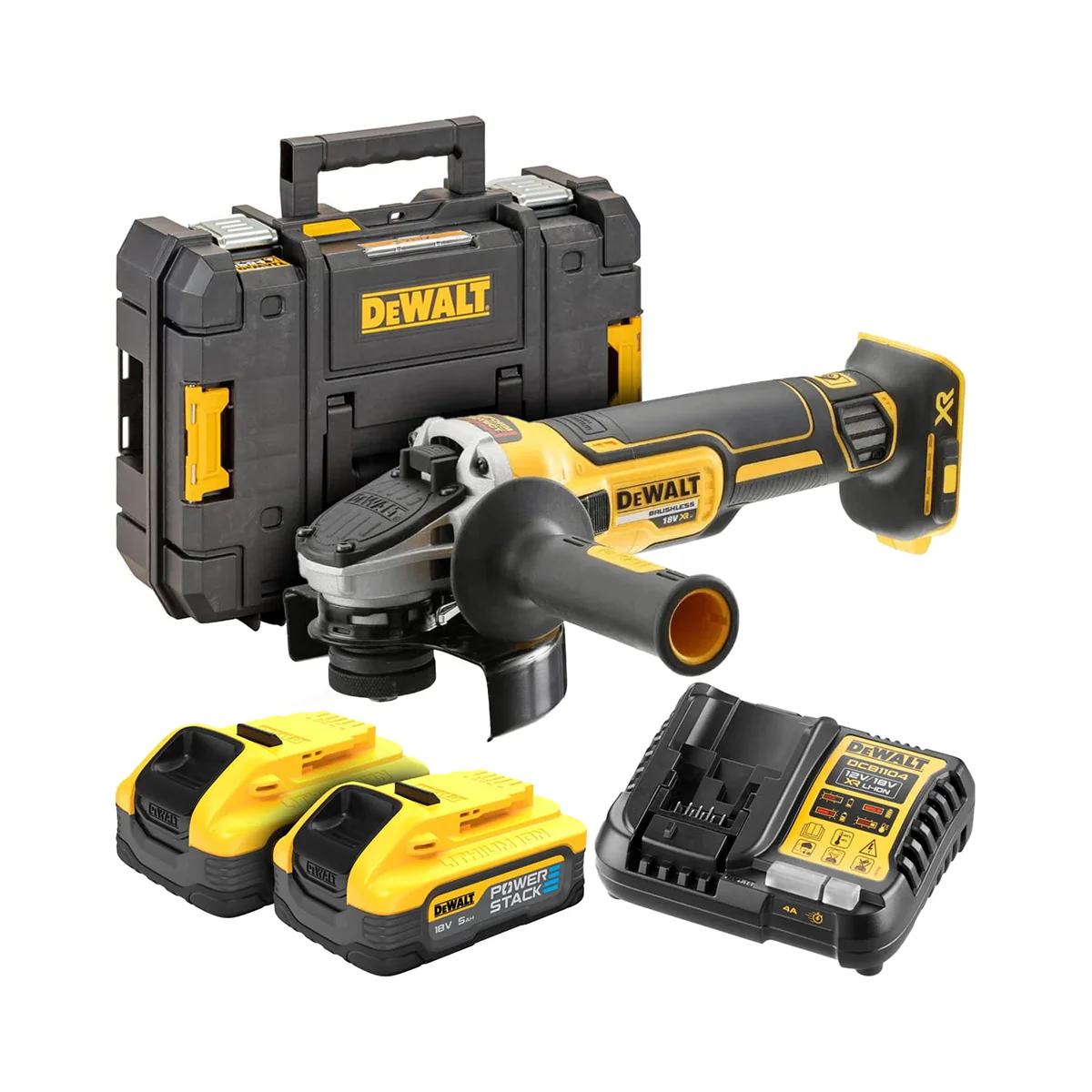 DCG405H2T-2 DeWalt aku ugaona kutna brusilica BRUSHLESS 125mm 18V 2×5.0Ah DCG405H2T-QW-Kit - Slika 1