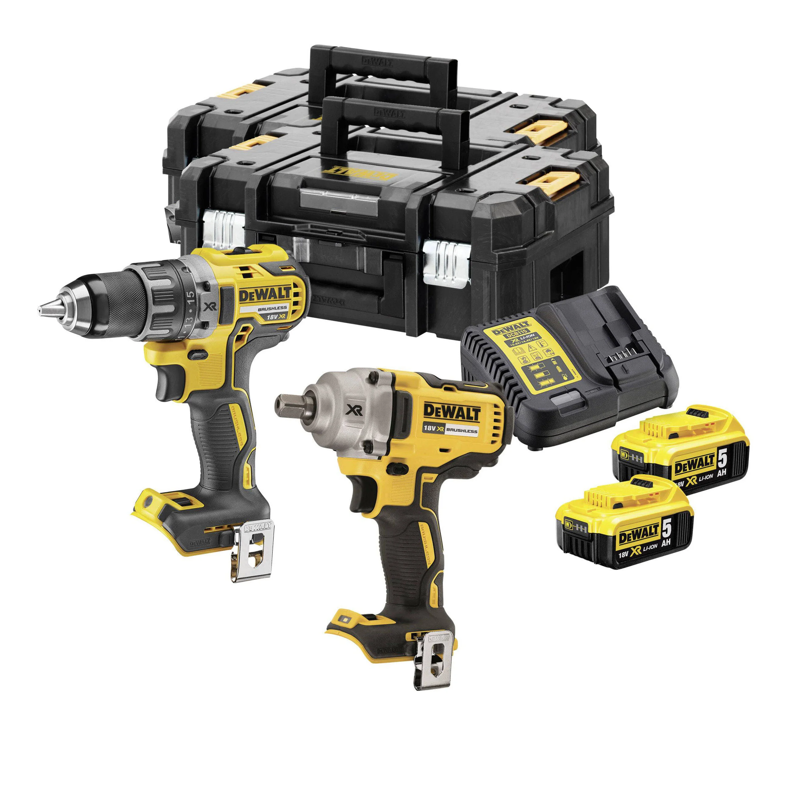 DCK2077P2T-2.jpg DeWALT set aku bušilica i aku udarni odvijač DCK2077P2T 18V 2x5Ah - Slika 1