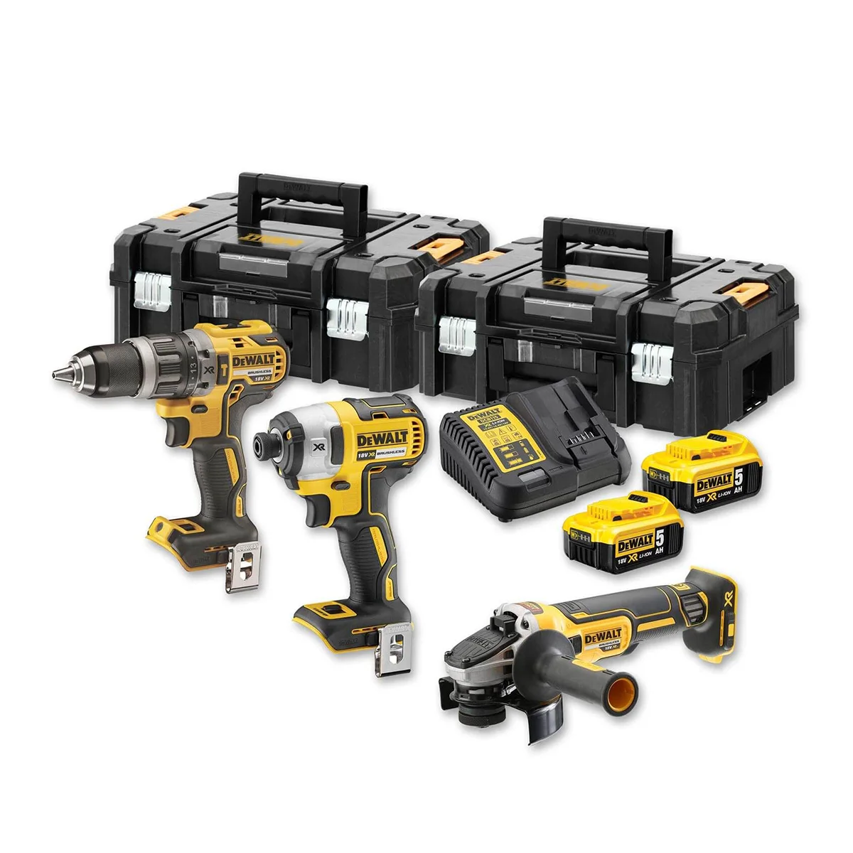 DCK384P2T DeWalt set aku bušilica-odvijač-brusilica 18V 2×5.0 Ah DCK384P2T - Slika 1