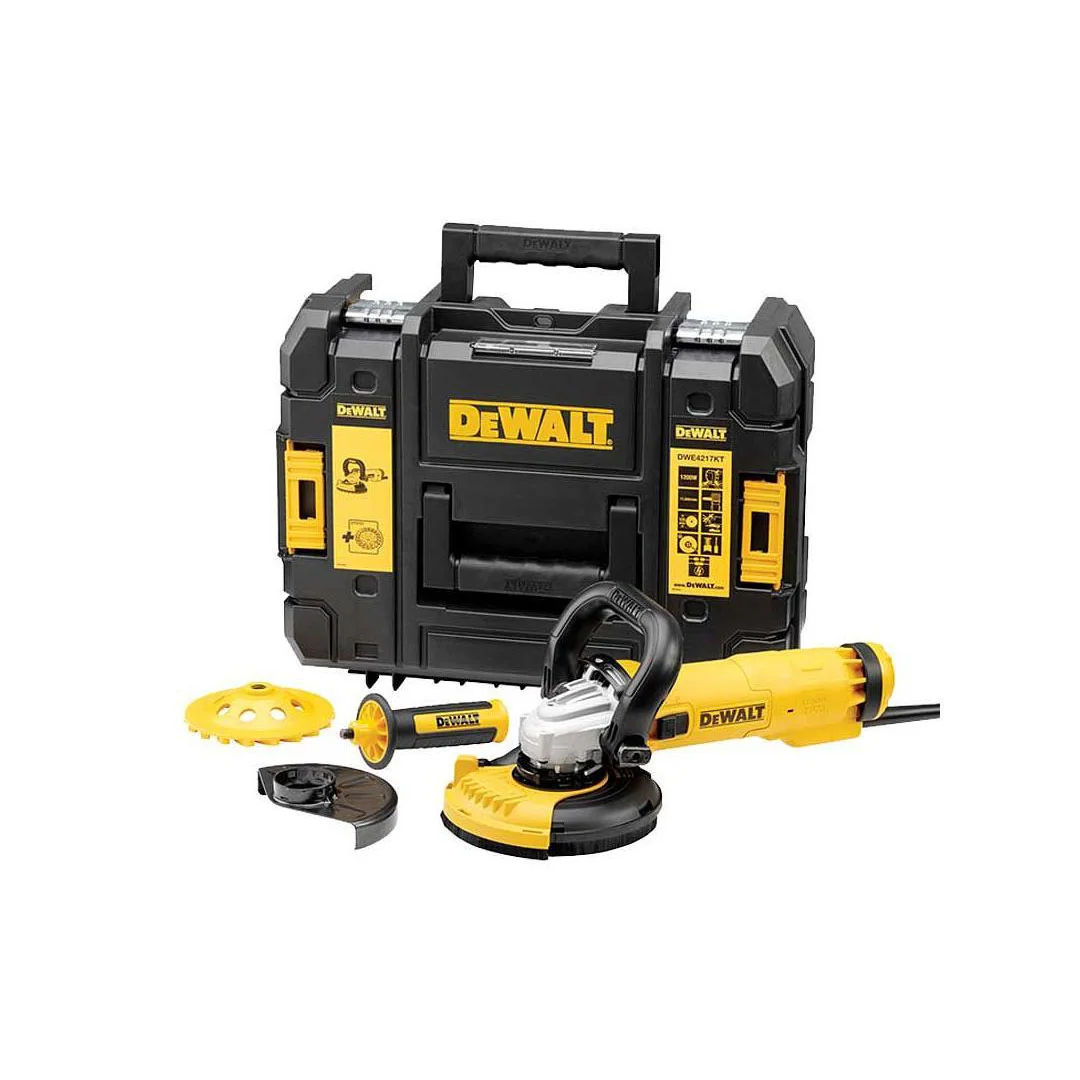 DWE4217-0.jpg DeWALT ugaona kutna brusilica za beton DWE4217KT 1200W-125mm - Slika 1