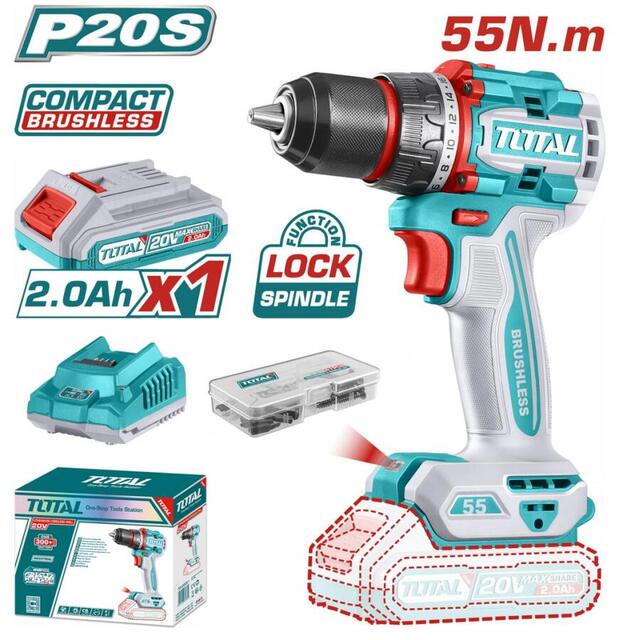 TDLI205582E AKU BUŠILICA 20V, METALNA GLAVA 55N (1 BATERIJA) - Slika 1