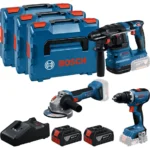 SET 3 ALATA GBH 18V-22 + GWS 18V-8 + GSR 18V-65 + 2x BATERIJE GBA 18V 5 Ah I PUNJAČ 18V-40 + 3 x L-BOXX 136 BOSCH 0615A5009G