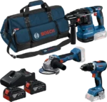 SET 3 ALATA GBH 18V-22 + GWS 18V-8 + GSR 18V-65 + 2x BATERIJE GBA 18V 4 Ah I PUNJAČ 18V-40 U TORBI BOSCH 0615A50094