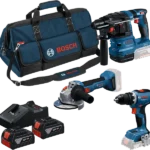 SET 3 ALATA GBH 18V-22 + GWS 18V-8 + GSR 18V-65 + 2x BATERIJE GBA 18V 4 Ah I PUNJAČ 18V-40 U TORBI BOSCH 0615A50094